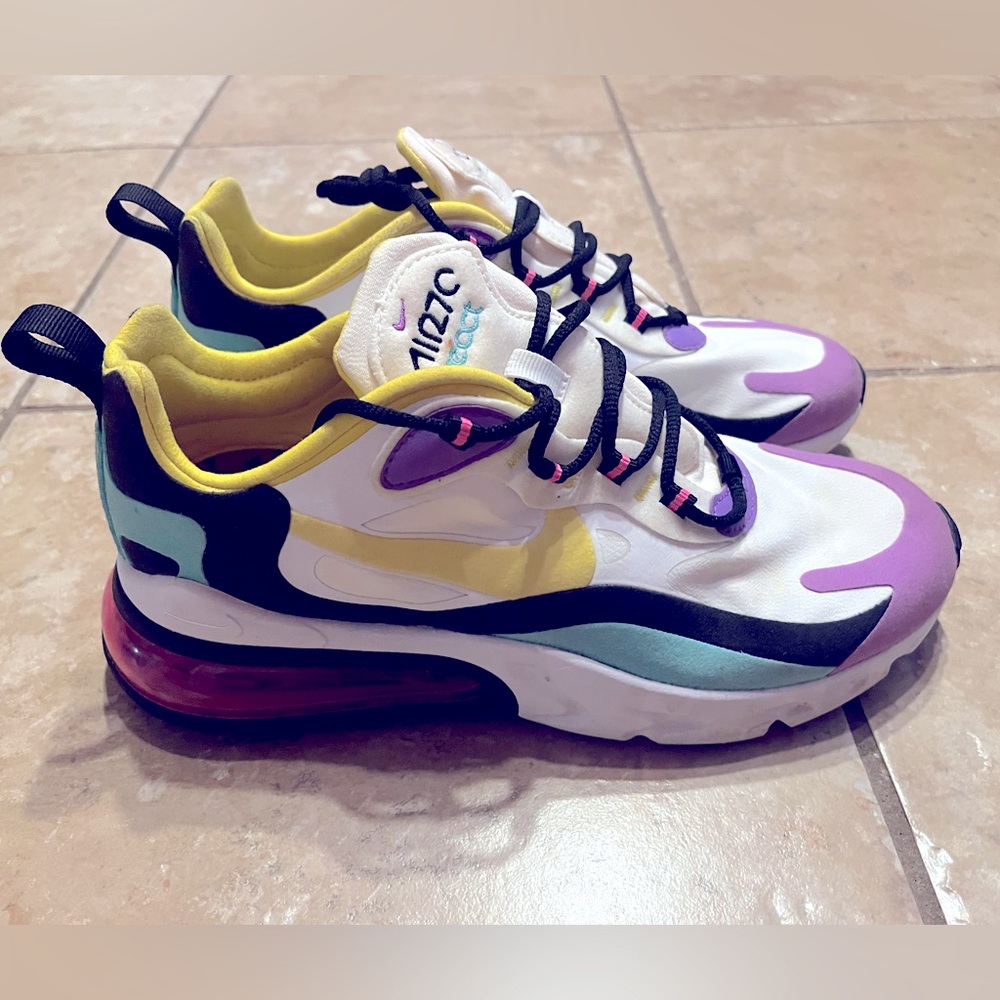 Women size 9 ;Men Size 7 ;Nike - Air Max 270 React Sneaker- Pastel- Colorful - Picture 2 of 9